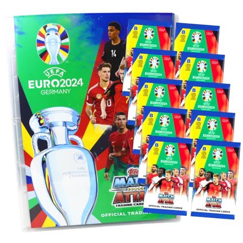 Topps UEFA Euro 2024 Germany Match Attax Karten - EM Sammelkarten - Auswahl (1 Mappe + 10 Booster) von Match Attax