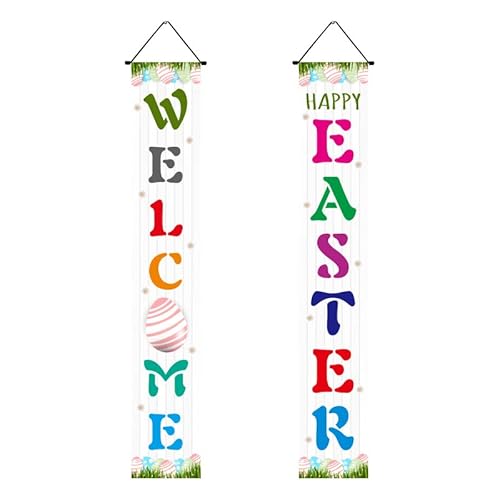 Mateju 1 Paar Ostern Couplets, Haustürdekoration Ostertürbanner Flaggen, Kaninchen Tür Hänge Banner Ostern Hängende Haustür Couplet - Ostern Party Ornament (30 * 180cm,G) von Mateju