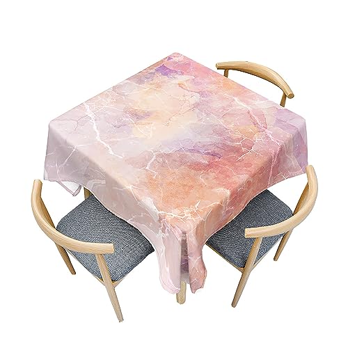 Mateju 3D Marmor Tischdecke Abwaschbar Tischtuch Gartentischdecke, Outdoor Indoor Tischdecke Platz Tischdecken, Tisch Schutz für Geburtstag Hochzeit Festival (120x120cm,erröten) von Mateju