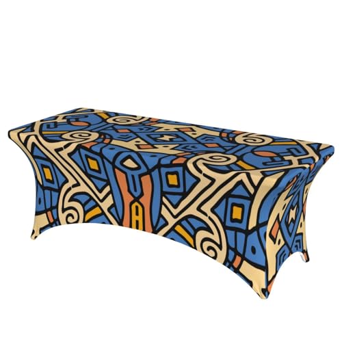 Mateju Böhmen Tischhusse 4/6/8 Fuß, Elasthan Tischdecke Rechteckige Tisch Hussen Polyester Spanntischdecke für Hochzeit Party Küche Dekoration Feiern (Blau,122x75x65cm) von Mateju