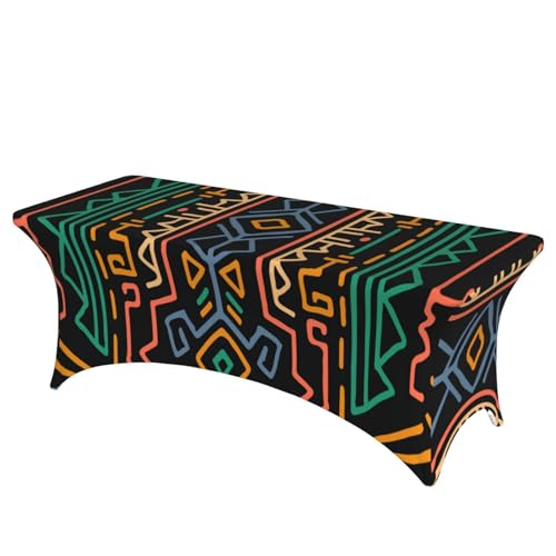 Mateju Böhmen Tischhusse 4/6/8 Fuß, Elasthan Tischdecke Rechteckige Tisch Hussen Polyester Spanntischdecke für Hochzeit Party Küche Dekoration Feiern (Schwarz,122x75x65cm) von Mateju
