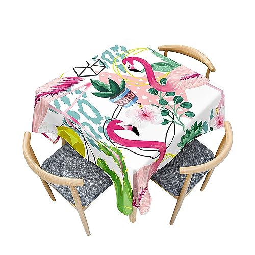 Mateju Flamingo Tischdecke Abwaschbar Tischtuch Gartentischdecke, Outdoor Indoor Tischdecke Platz Tischdecken, Tisch Schutz für Geburtstag Hochzeit Festival (100x100cm,Liebe) von Mateju