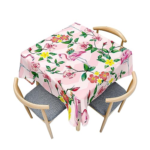 Mateju Flamingo Tischdecke Abwaschbar Tischtuch Gartentischdecke, Outdoor Indoor Tischdecke Platz Tischdecken, Tisch Schutz für Geburtstag Hochzeit Festival (90x90cm,Blumen) von Mateju