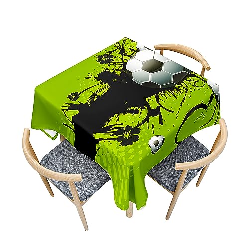 Mateju Fußball Tischdecke Abwaschbar Tischtuch Gartentischdecke, Indoor Tischdecke Platz Tischdecken, Tisch Schutz für Geburtstag Hochzeit Festival (200x200cm,Grün) von Mateju