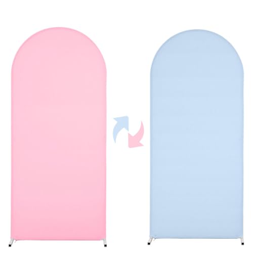 Mateju Hochzeit Bogen Hintergrund Abdeckung Zwei Farben Reversibel Bogen Hintergrundabdeckung für Geburtstagshochzeit Zeremonie Baby Dusche Party Dekoration (Pink/Blau,6ft (80x180cm)) von Mateju