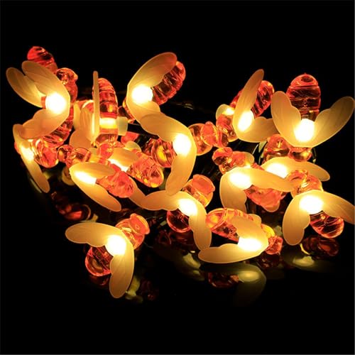 Mateju LED Lichterkette Außen Solar, Solar Lichterkette Aussen mit Fernbedienung 8 Modi Outdoor Solarlichterkette für Innen, Garten, Terrasse, Balkon, Hochzeit, Biene (Warm,7M/50LED) von Mateju