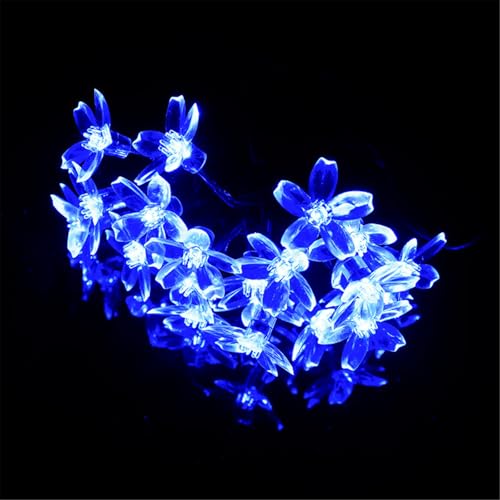 Mateju LED Lichterkette Außen Solar, Solar Lichterkette Aussen mit Fernbedienung 8 Modi Outdoor Solarlichterkette für Innen, Garten, Terrasse, Balkon, Hochzeit, Blumen (Blau,5M/20LED) von Mateju