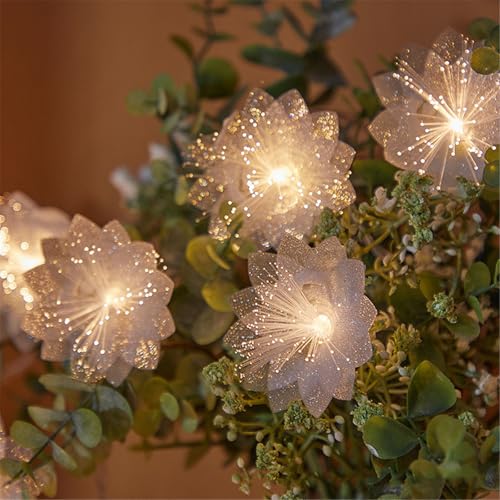Mateju LED Lichterkette Außen Solar, Solar Lichterkette Aussen mit Fernbedienung 8 Modi Outdoor Solarlichterkette für Innen, Garten, Terrasse, Balkon, Hochzeit, Rose Blumen (Weiß,7M/50LED) von Mateju