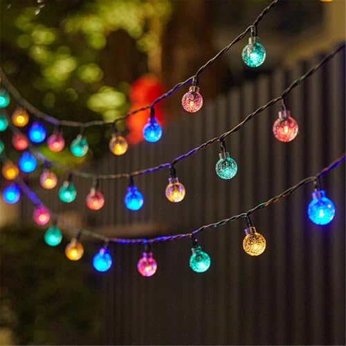 Mateju LED Lichterkette Außen Solar, Wasserdicht Solar Lichterkette Aussen mit Fernbedienung 8 Modi Outdoor Solarlichterkette für Innen Garten Terrasse Balkon Hochzeit, Klassiker (Bunt,5M/20LED) von Mateju