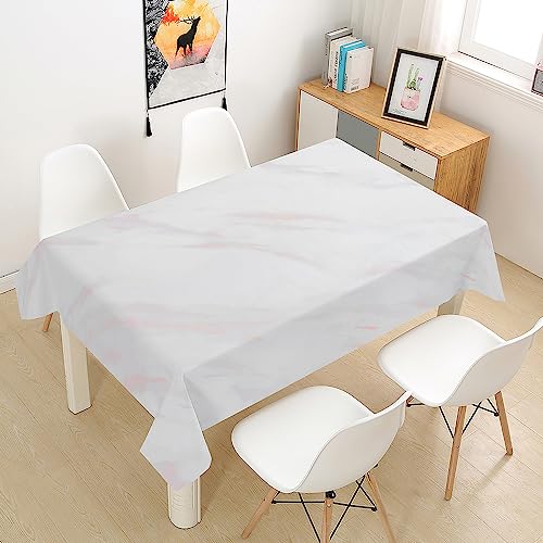 Mateju Marmoriert Tischdecke Abwaschbar Gartentischdecke, Outdoor Indoor Tischdecke Eckig Tischdecken Tischtuch, Tisch Schutz für Geburtstag Hochzeit Festival (100x140cm,Weiß) von Mateju