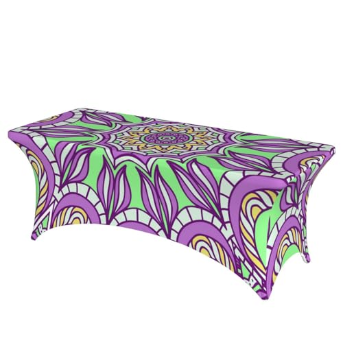 Mateju Mystisches Mandala Tischhusse, Elasthan Tischdecke Rechteckige Tisch Hussen Polyester Spanntischdecke für Hochzeit Party Küche Dekoration Feiern (Lila,122x75x65cm) von Mateju