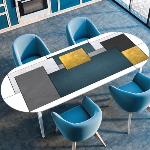 Mateju Oval Fitted Tischdecke, 3D Geometrische Muster Textur Wasserdicht Lotuseffekt Gartentischdecke Abwaschbar Outdoor Wischbare Gummiband Elastisch Tischdecken (Stil 2,114x142cm) von Mateju