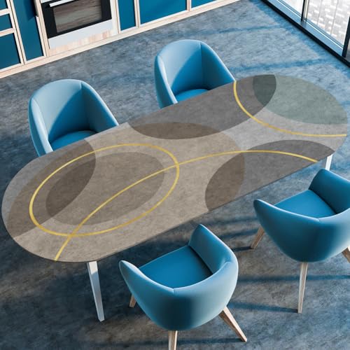 Mateju Oval Fitted Tischdecke, 3D Geometrische Muster Textur Wasserdicht Lotuseffekt Gartentischdecke Abwaschbar Outdoor Wischbare Gummiband Elastisch Tischdecken (Stil a,132x178cm) von Mateju