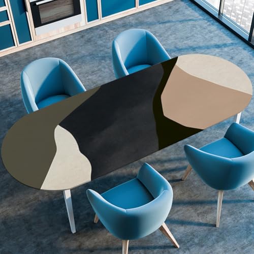 Mateju Oval Fitted Tischdecke, 3D Geometrische Muster Textur Wasserdicht Lotuseffekt Gartentischdecke Abwaschbar Outdoor Wischbare Gummiband Elastisch Tischdecken (Stil f,122x173cm) von Mateju