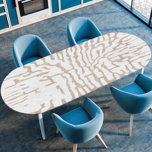 Mateju Oval Fitted Tischdecke, Muster Textur Wasserdicht Lotuseffekt Gartentischdecke Abwaschbar Outdoor Wischbare Gummiband Elastisch Tischdecken, 3D Geometrische (Stil b,91x152cm) von Mateju