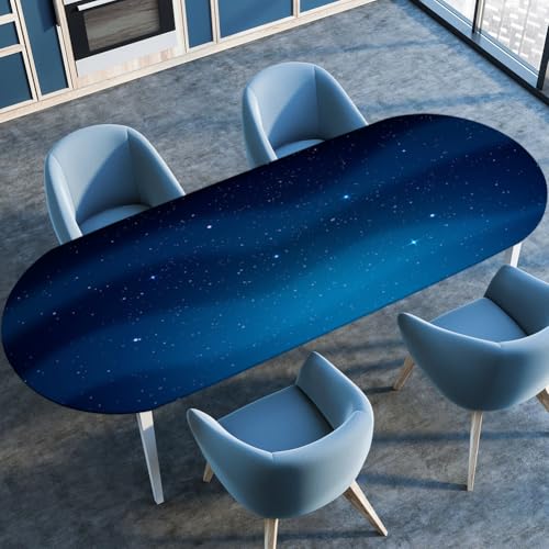 Mateju Oval Fitted Tischdecke, Textur Wasserdicht Lotuseffekt Gartentischdecke Abwaschbar Outdoor Wischbare Gummiband Elastisch Tischdecken, 3D Sternenhimmel (C,132x229cm) von Mateju