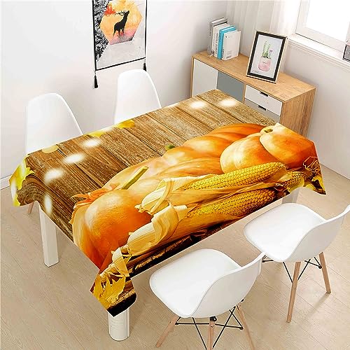 Mateju Rechteckig Tischdecke, 3D-Kürbis-Druck Tischdecke Abwaschbar Splash und Stain Tischtuch, Gartentischdecke Tisch Schutz für Speisesaal, Küche (Kürbis 3,140x240cm) von Mateju