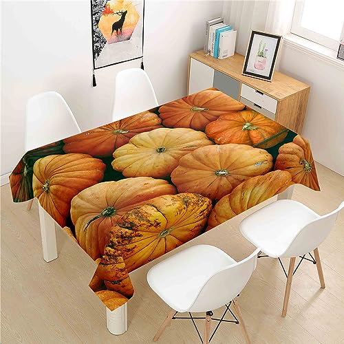 Mateju Rechteckig Tischdecke, 3D-Kürbis-Druck Tischdecke Abwaschbar Splash und Stain Tischtuch, Gartentischdecke Tisch Schutz für Speisesaal, Küche (Kürbis 4,150x260cm) von Mateju