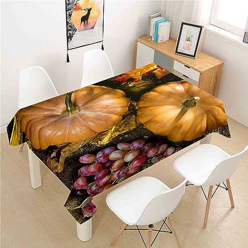 Mateju Rechteckig Tischdecke, 3D-Kürbis-Druck Tischdecke Abwaschbar Splash und Stain Tischtuch, Gartentischdecke Tisch Schutz für Speisesaal, Küche (Kürbis 5,150x300cm) von Mateju