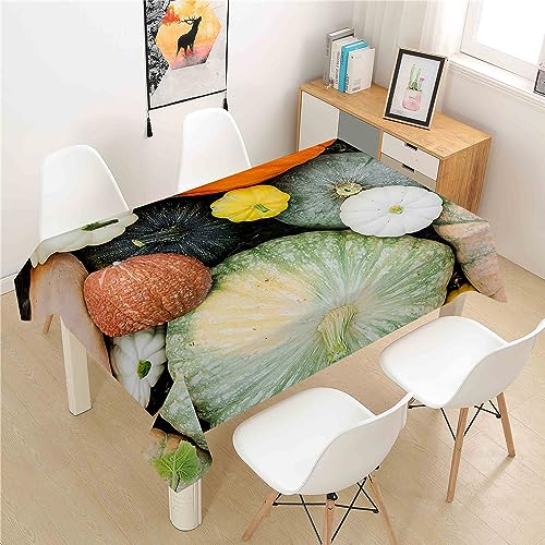 Mateju Rechteckig Tischdecke, 3D-Kürbis-Druck Tischdecke Abwaschbar Splash und Stain Tischtuch, Gartentischdecke Tisch Schutz für Speisesaal, Küche (Kürbis 6,140x220cm) von Mateju