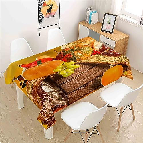 Mateju Rechteckig Tischdecke, 3D-Kürbis-Druck Tischdecke Abwaschbar Splash und Stain Tischtuch, Gartentischdecke Tisch Schutz für Speisesaal, Küche (Kürbis 7,150x210cm) von Mateju