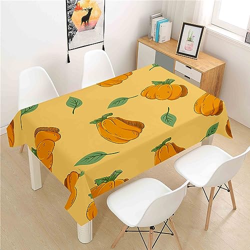 Mateju Rechteckig Tischdecke, 3D-Kürbis-Druck Tischdecke Abwaschbar Splash und Stain Tischtuch, Gartentischdecke Tisch Schutz für Speisesaal, Küche (Kürbis A,140x200cm) von Mateju