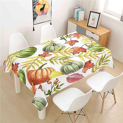 Mateju Rechteckig Tischdecke, 3D-Kürbis-Druck Tischdecke Abwaschbar Splash und Stain Tischtuch, Gartentischdecke Tisch Schutz für Speisesaal, Küche (Kürbis C,140x220cm) von Mateju