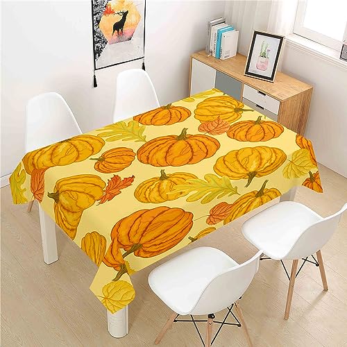 Mateju Rechteckig Tischdecke, 3D-Kürbis-Druck Tischdecke Abwaschbar Splash und Stain Tischtuch, Gartentischdecke Tisch Schutz für Speisesaal, Küche (Kürbis D,100x140cm) von Mateju