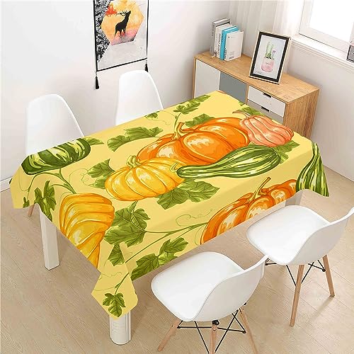 Mateju Rechteckig Tischdecke, 3D-Kürbis-Druck Tischdecke Abwaschbar Splash und Stain Tischtuch, Gartentischdecke Tisch Schutz für Speisesaal, Küche (Kürbis E,150x260cm) von Mateju