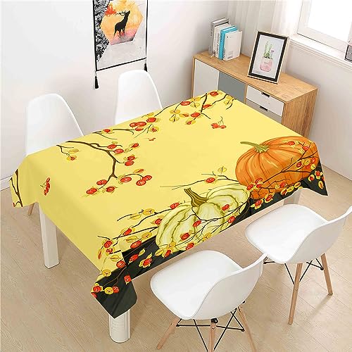 Mateju Rechteckig Tischdecke, 3D-Kürbis-Druck Tischdecke Abwaschbar Splash und Stain Tischtuch, Gartentischdecke Tisch Schutz für Speisesaal, Küche (Kürbis F,150x210cm) von Mateju