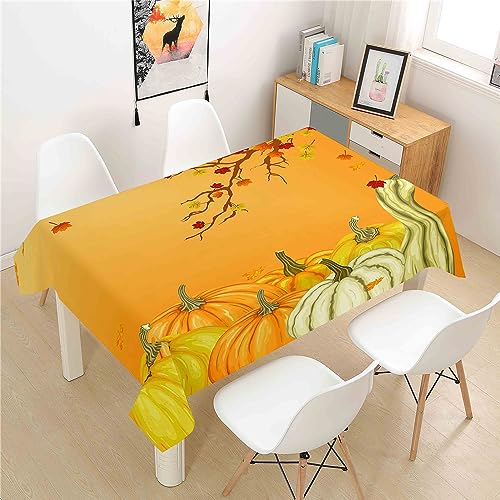 Mateju Rechteckig Tischdecke, 3D-Kürbis-Druck Tischdecke Abwaschbar Splash und Stain Tischtuch, Gartentischdecke Tisch Schutz für Speisesaal, Küche (Kürbis G,150x300cm) von Mateju