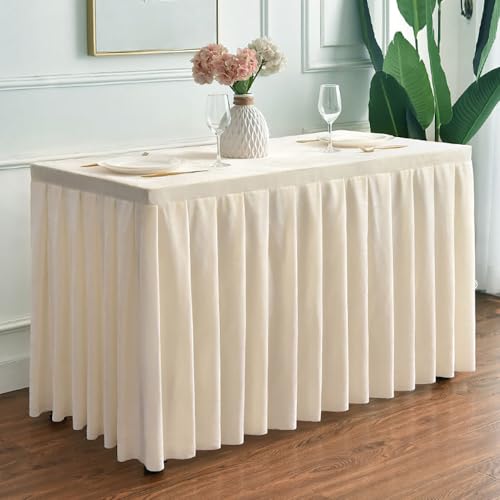 Mateju Stehtisch Husse Rechteckige, Tischdecke für Partei mit Tischschürze, Feiern Veranstaltungen Hochzeit Dekoration Party für Bankett Hochzeit Geburtstag (60x120x75cm,Beige) von Mateju