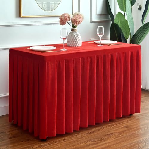 Mateju Stehtisch Husse Rechteckige, Tischdecke für Partei mit Tischschürze, Feiern Veranstaltungen Hochzeit Dekoration Party für Bankett Hochzeit Geburtstag (60x120x75cm,Rot) von Mateju