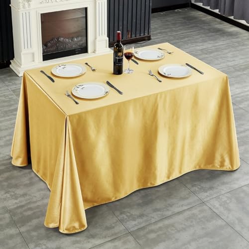 Mateju Tischrock Stehtisch Husse Rechteckige, Satiniertes Tischdecke für Partei, Feiern Veranstaltungen Hochzeit Dekoration Party für Bankett Geburtstag Hochzeit (Goldgelb,200x260cm) von Mateju