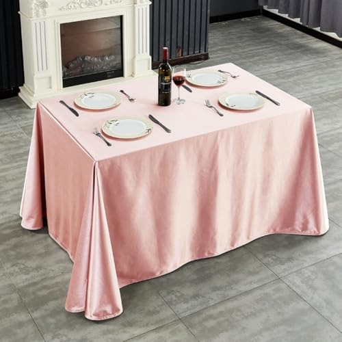 Mateju Tischrock Stehtisch Husse Rechteckige, Satiniertes Tischdecke für Partei, Feiern Veranstaltungen Hochzeit Dekoration Party für Bankett Geburtstag Hochzeit (Hellrosa,180x300cm) von Mateju