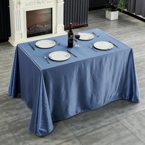 Mateju Tischrock Stehtisch Husse Rechteckige, Satiniertes Tischdecke für Partei, Feiern Veranstaltungen Hochzeit Dekoration Party für Bankett Hochzeit Geburtstag (Graublau,150x210cm) von Mateju