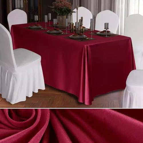 Mateju Tischrock Stehtisch Husse Rechteckige, Volltonfarbe Satiniertes Tischdecke für Partei, Feiern Veranstaltungen Hochzeit Dekoration Party für Bankett Hochzeit Geburtstag (Burgund,160x240cm) von Mateju