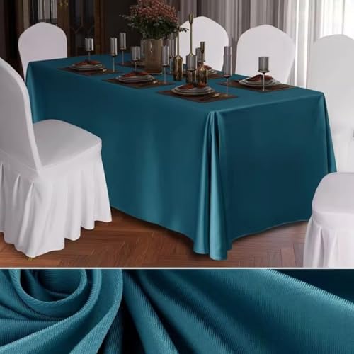 Mateju Tischrock Stehtisch Husse Rechteckige, Volltonfarbe Satiniertes Tischdecke für Partei, Feiern Veranstaltungen Hochzeit Dekoration Party für Bankett Hochzeit Geburtstag (Pfauenblau,160x180cm) von Mateju