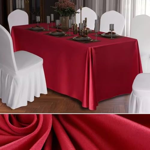 Mateju Tischrock Stehtisch Husse Rechteckige, Volltonfarbe Satiniertes Tischdecke für Partei, Feiern Veranstaltungen Hochzeit Dekoration Party für Bankett Hochzeit Geburtstag (Weihnachtsrot,160x180cm) von Mateju