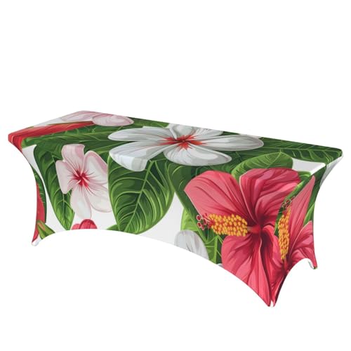 Mateju Tropische Pflanzen Tischhusse, Elasthan Tischdecke Rechteckige Tisch Hussen Polyester Spanntischdecke für Hochzeit Party Küche Dekoration Feiern (Stil 1,122x75x65cm) von Mateju