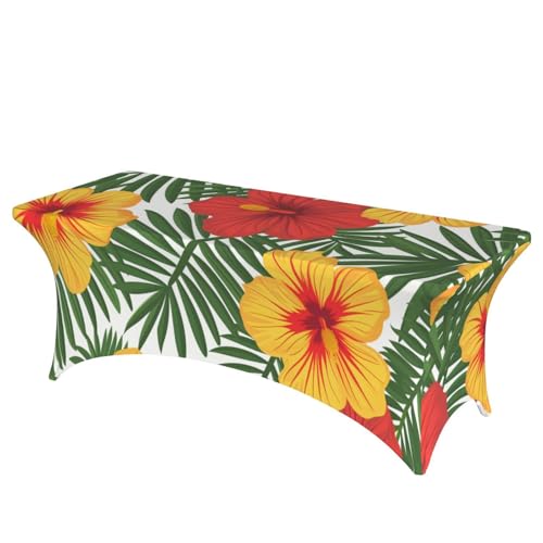 Mateju Tropische Pflanzen Tischhusse, Elasthan Tischdecke Rechteckige Tisch Hussen Polyester Spanntischdecke für Hochzeit Party Küche Dekoration Feiern (Stil 2,244x76x76cm) von Mateju