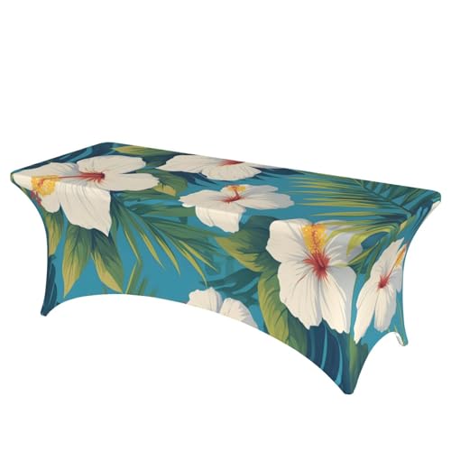 Mateju Tropische Pflanzen Tischhusse, Elasthan Tischdecke Rechteckige Tisch Hussen Polyester Spanntischdecke für Hochzeit Party Küche Dekoration Feiern (Stil 3,122x75x65cm) von Mateju