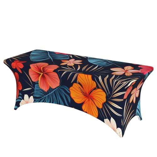 Mateju Tropische Pflanzen Tischhusse, Elasthan Tischdecke Rechteckige Tisch Hussen Polyester Spanntischdecke für Hochzeit Party Küche Dekoration Feiern (Stil 5,244x76x76cm) von Mateju