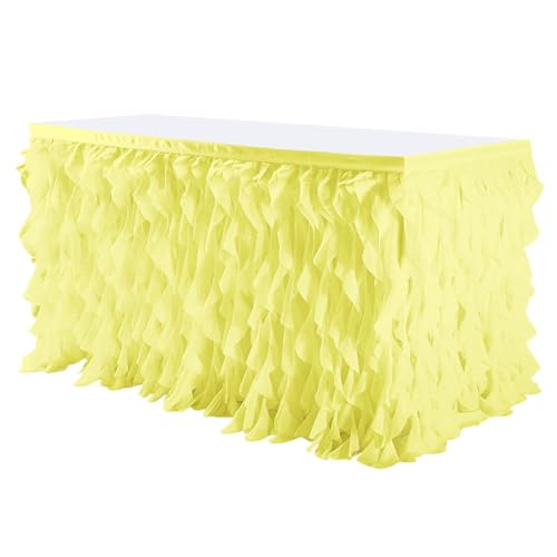 Mateju Tüll Tischrock Tischdekoration Hochzeit Tischrock Waschbare, Feiern Veranstaltungen Hochzeit Dekoration Party für Bankett Geburtstag (Gelb,6FT/183x77cm) von Mateju