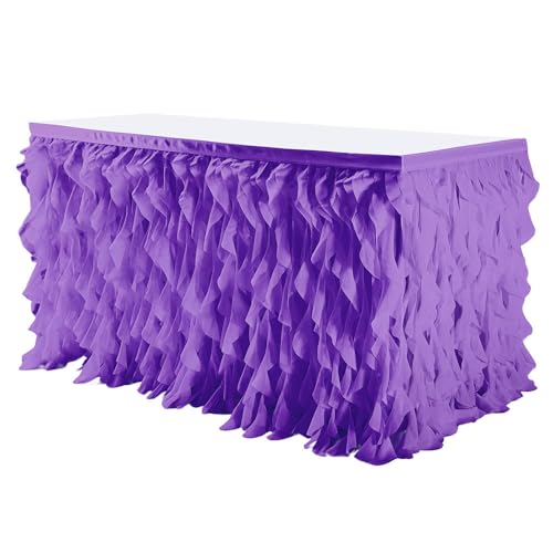 Mateju Tüll Tischrock Tischdekoration Hochzeit Tischrock Waschbare, Feiern Veranstaltungen Hochzeit Dekoration Party für Bankett Geburtstag (Lila,6FT/183x77cm) von Mateju