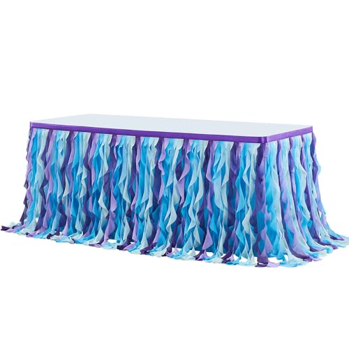 Mateju Tüll Tischrock Tischdekoration Hochzeit Tischrock Waschbare, Feiern Veranstaltungen Hochzeit Dekoration Party für Bankett Geburtstag (Lilablau,6FT/183x77cm) von Mateju