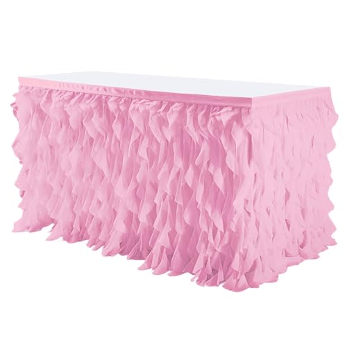 Mateju Tüll Tischrock Tischdekoration Hochzeit Tischrock Waschbare, Feiern Veranstaltungen Hochzeit Dekoration Party für Bankett Geburtstag (Rosa,6FT/183x77cm) von Mateju