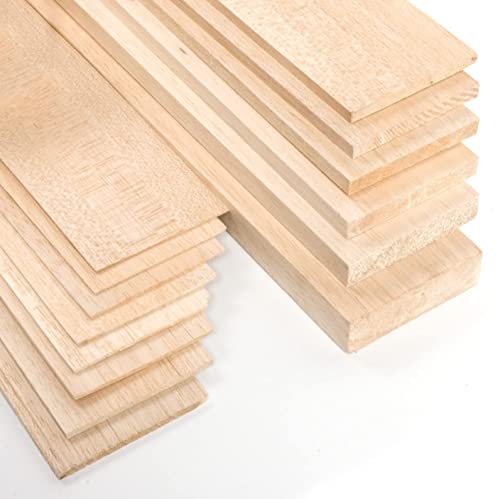 Materia Prima Balsaholz für Bastel- und Kunstprojekte, leichtes Holzbrett für Modellbau und Aeromodeling, leicht geschnittenes Holzbrett, 10 x 100 cm, Dicke 1,5 mm von Materia Prima