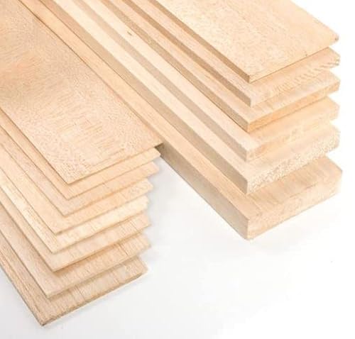 Materia Prima Balsa-Holz für Bastel- und Kunstprojekte, leichtes Holzbrett für Modellbau und Modellbau, leicht geschnittenes Holzbrett, 10 x 100 cm, Dicke 5 mm von Materia Prima