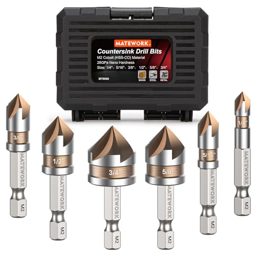 Kegelsenker Bohrer Set, M2 Kobalt HSS Kegelsenker Bohrer 6 Stück 1/4 Zoll Schnellwechsel Sechskantschaft für Metall, Holz, Edelstahl, Kohlenstoffstahl Kegelsenker Bohrer Set, M2 Kobalt HSS Kegelsenker Bohrer 6 Stück 1/4 Zoll Schnellwechsel Sechskantschaft für Metall, Holz, Edelstahl, Kohlenstoffstahl von Matework